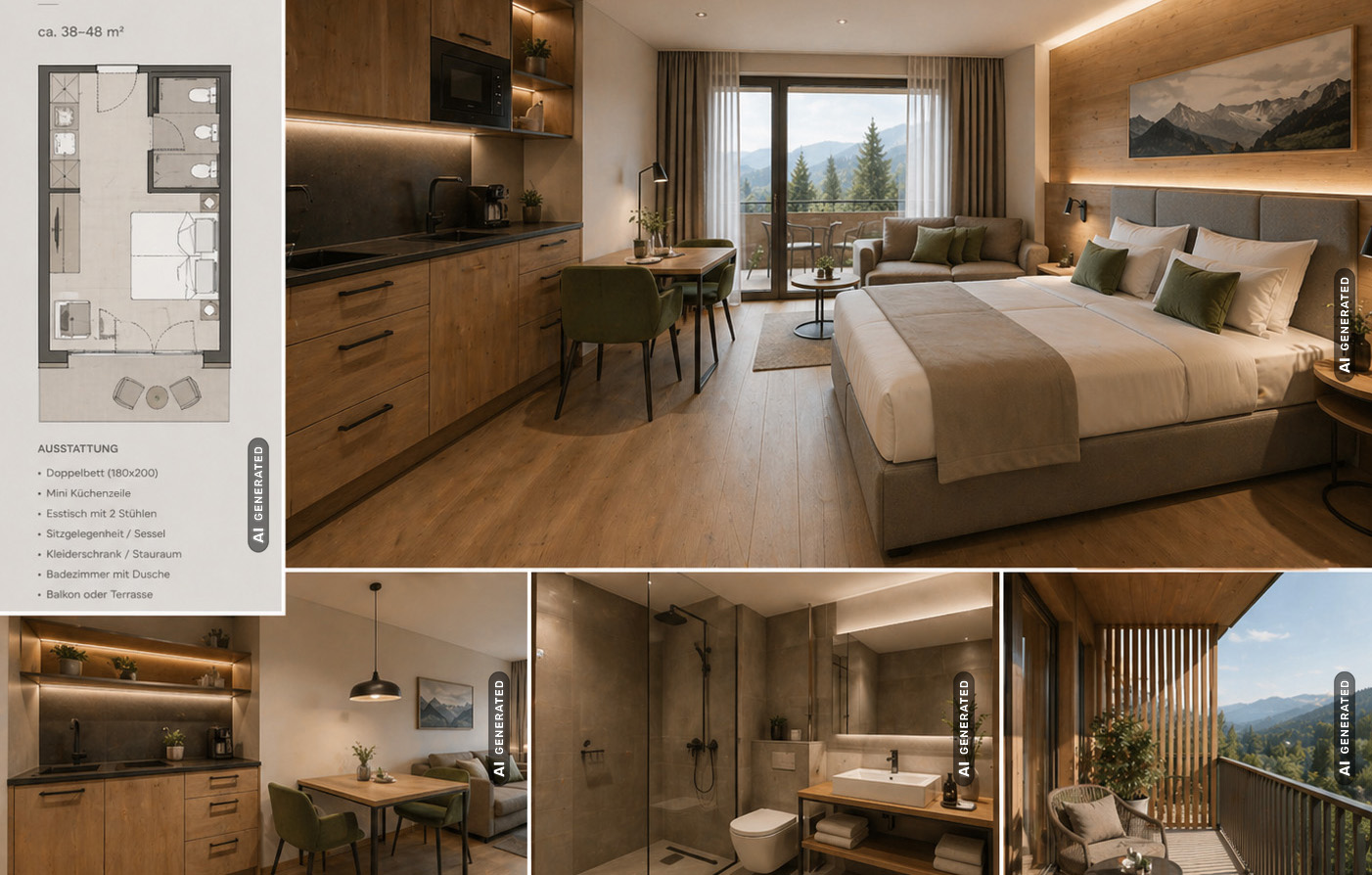 Hotel Apartment Raumansicht (KI generiert)