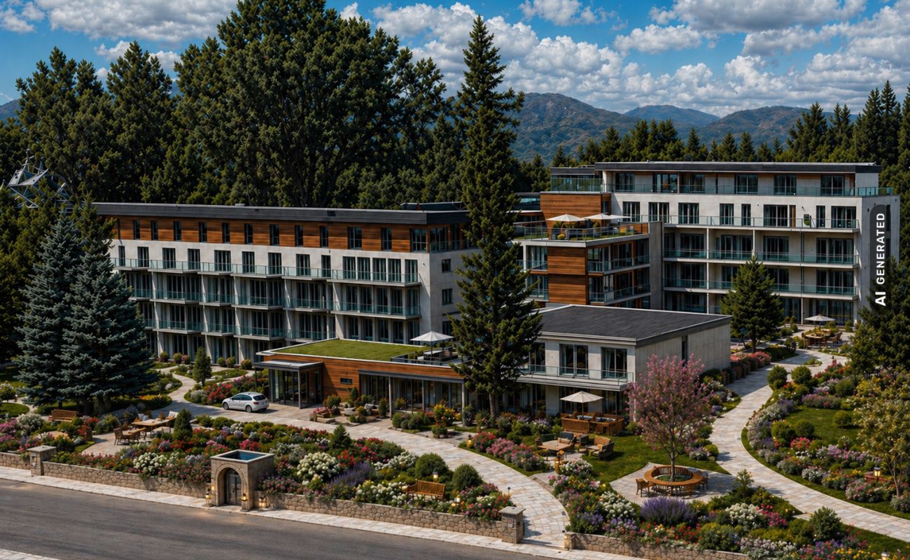 Hotel Ansicht von Außen (KI generiert)